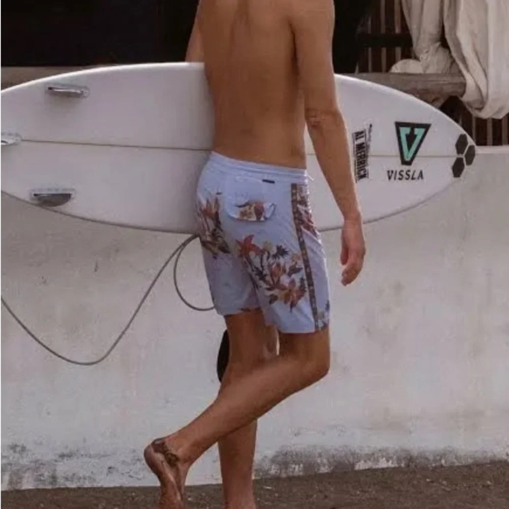 VISSLA Cream and Orange Board Shorts Tropical Swimwear